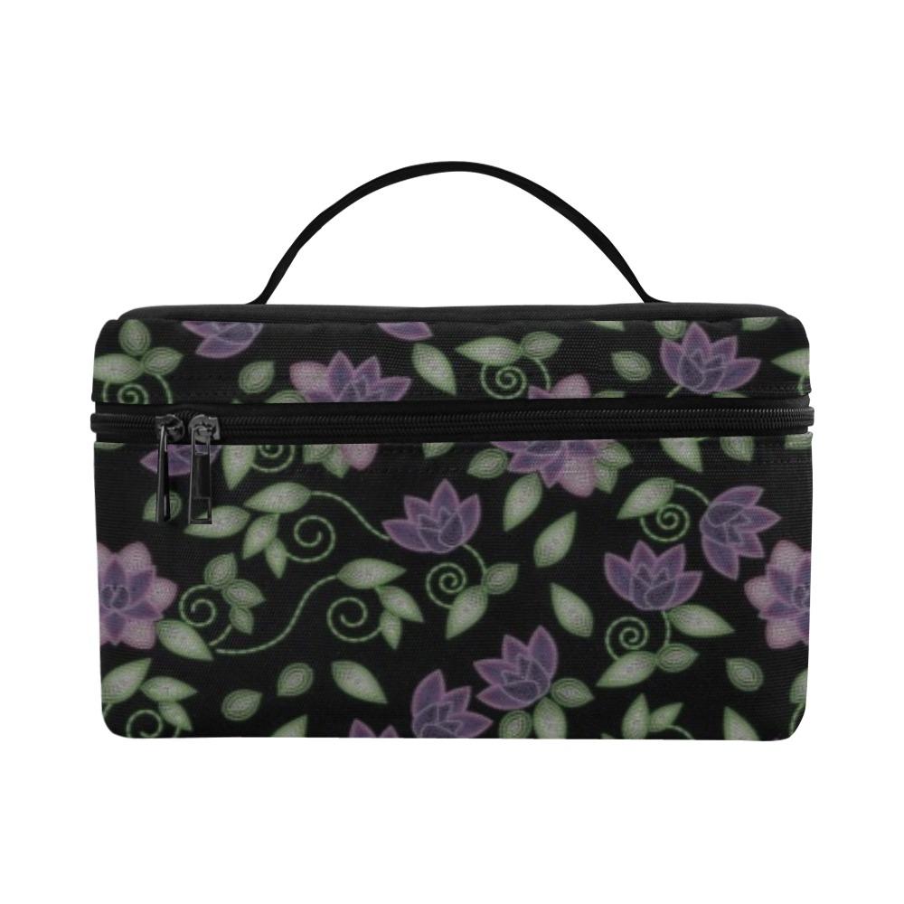 Purple Beaded Rose Cosmetic Bag/Large (Model 1658) Cosmetic Bag e-joyer