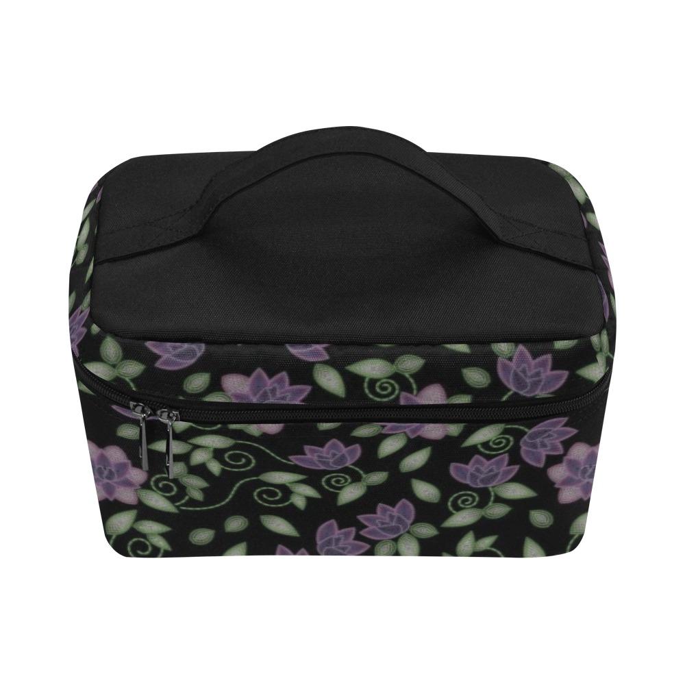 Purple Beaded Rose Cosmetic Bag/Large (Model 1658) Cosmetic Bag e-joyer