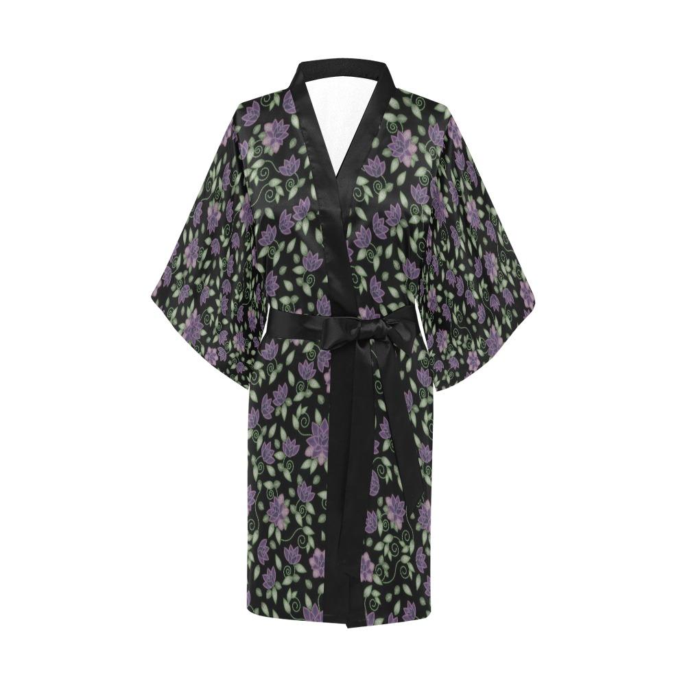 Purple Beaded Rose Kimono Robe Artsadd