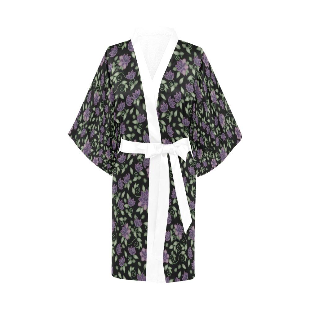 Purple Beaded Rose Kimono Robe Artsadd