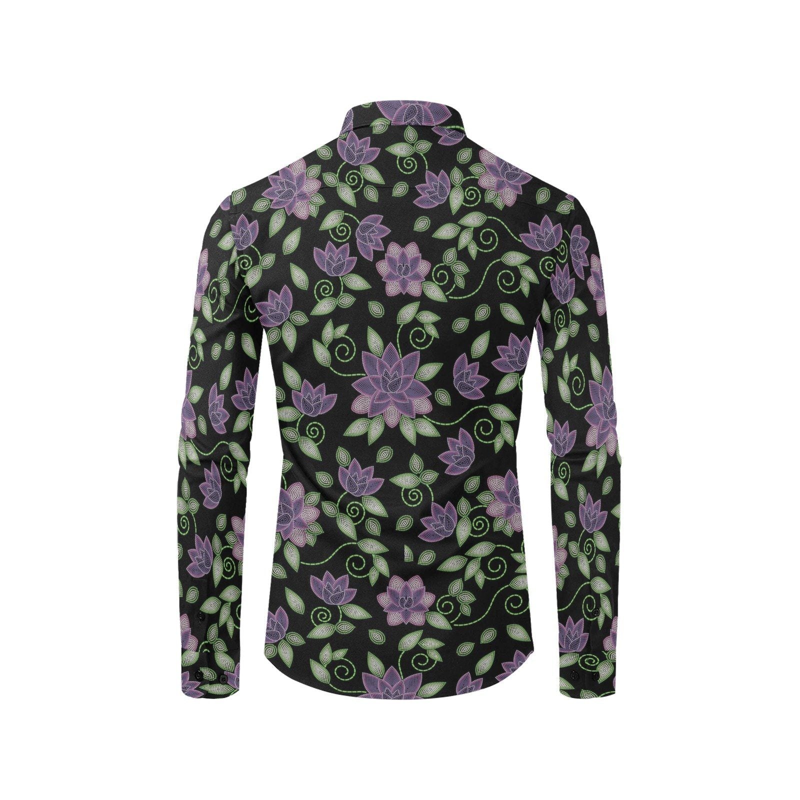 Purple Beaded Rose Men's All Over Print Casual Dress Shirt (Model T61) Men's Dress Shirt (T61) e-joyer 