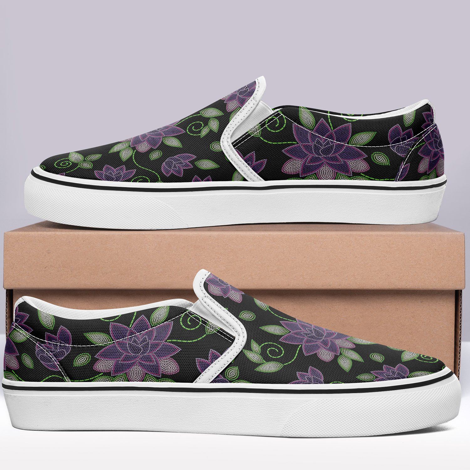 Purple Beaded Rose Otoyimm Canvas Slip On Shoes otoyimm Herman
