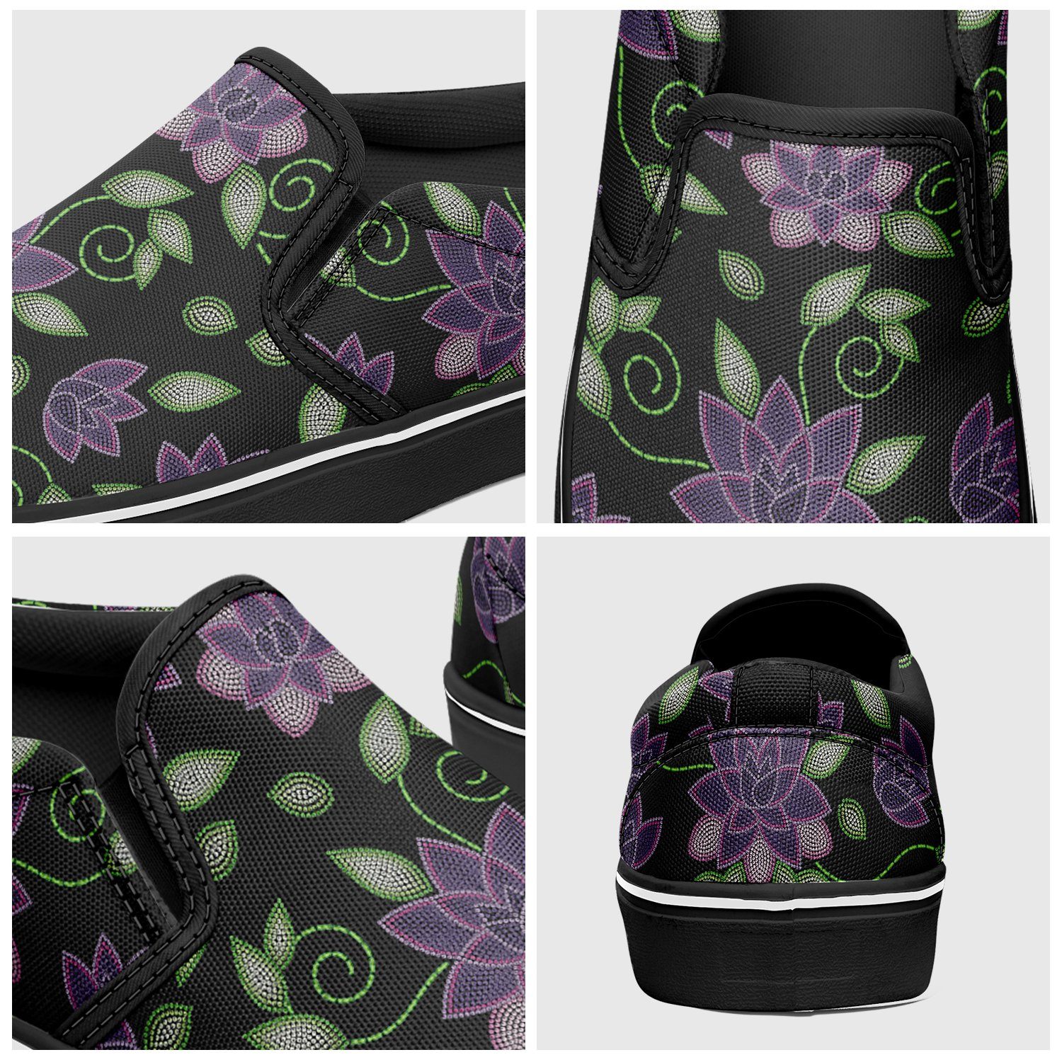 Purple Beaded Rose Otoyimm Canvas Slip On Shoes otoyimm Herman