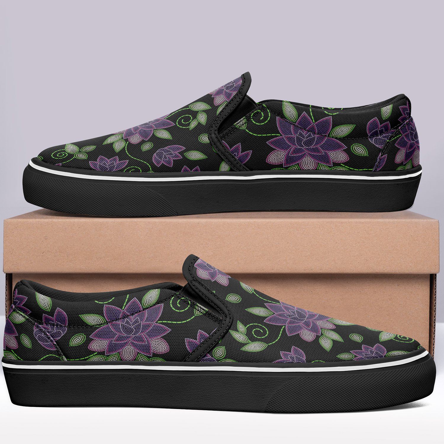 Purple Beaded Rose Otoyimm Canvas Slip On Shoes otoyimm Herman