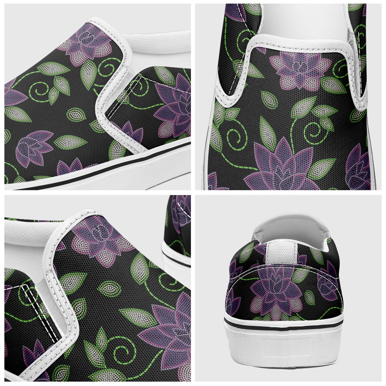 Purple Beaded Rose Otoyimm Kid's Canvas Slip On Shoes otoyimm Herman