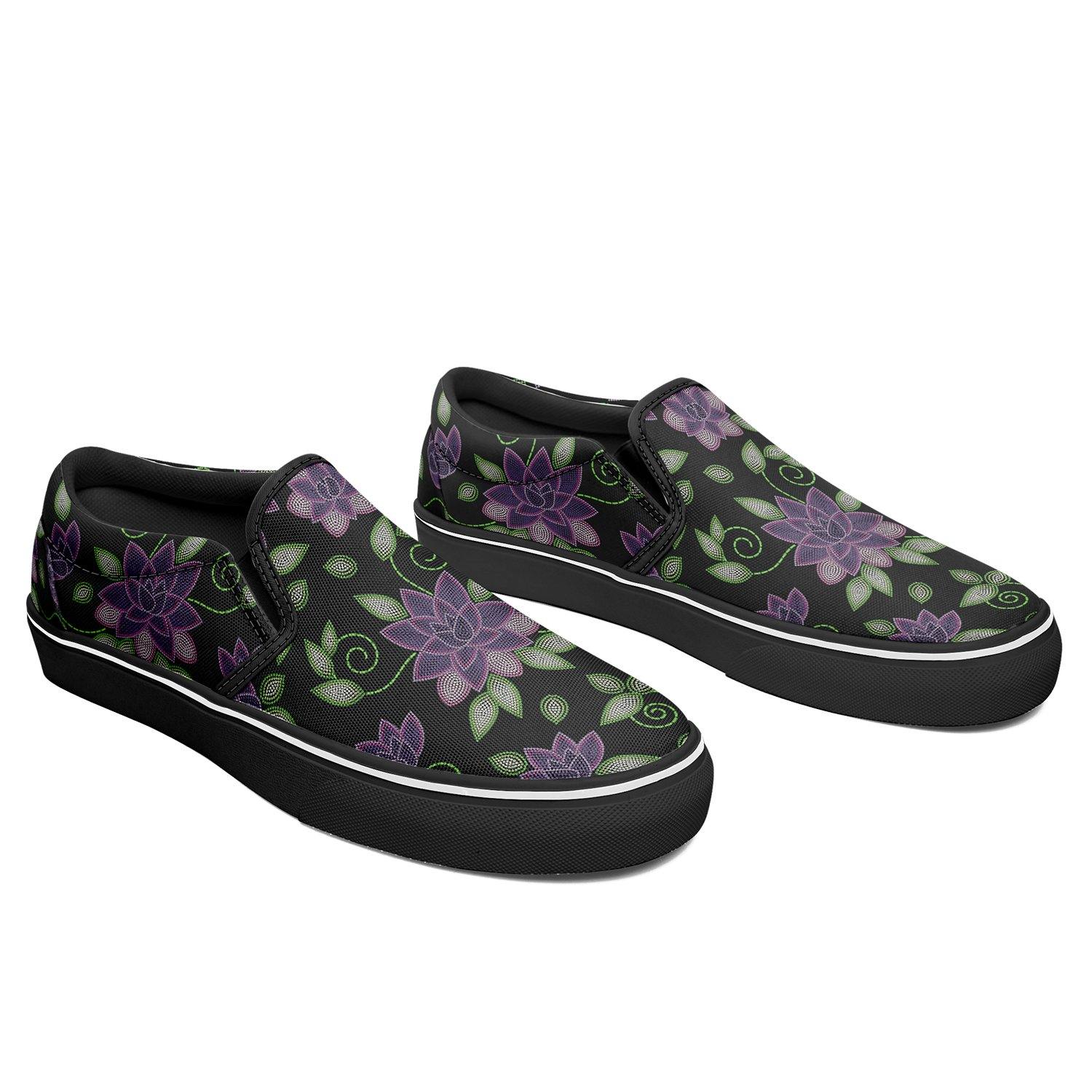 Purple Beaded Rose Otoyimm Kid's Canvas Slip On Shoes otoyimm Herman