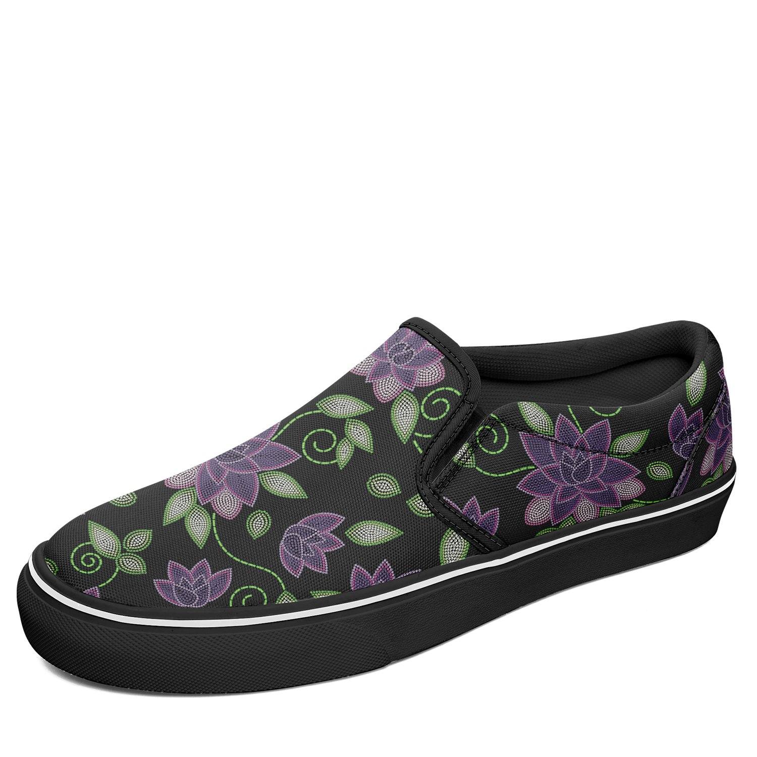 Purple Beaded Rose Otoyimm Kid's Canvas Slip On Shoes otoyimm Herman