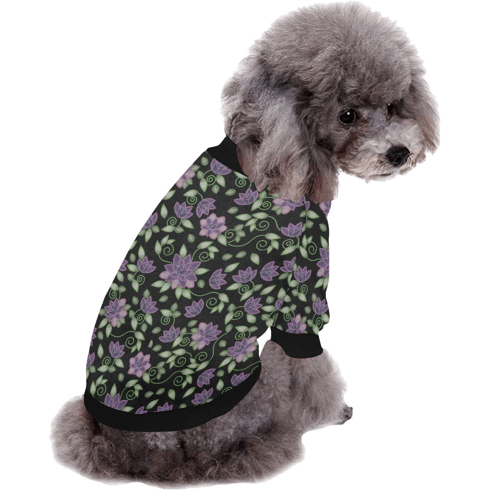 Purple Beaded Rose Pet Dog Round Neck Shirt Pet Dog Round Neck Shirt e-joyer