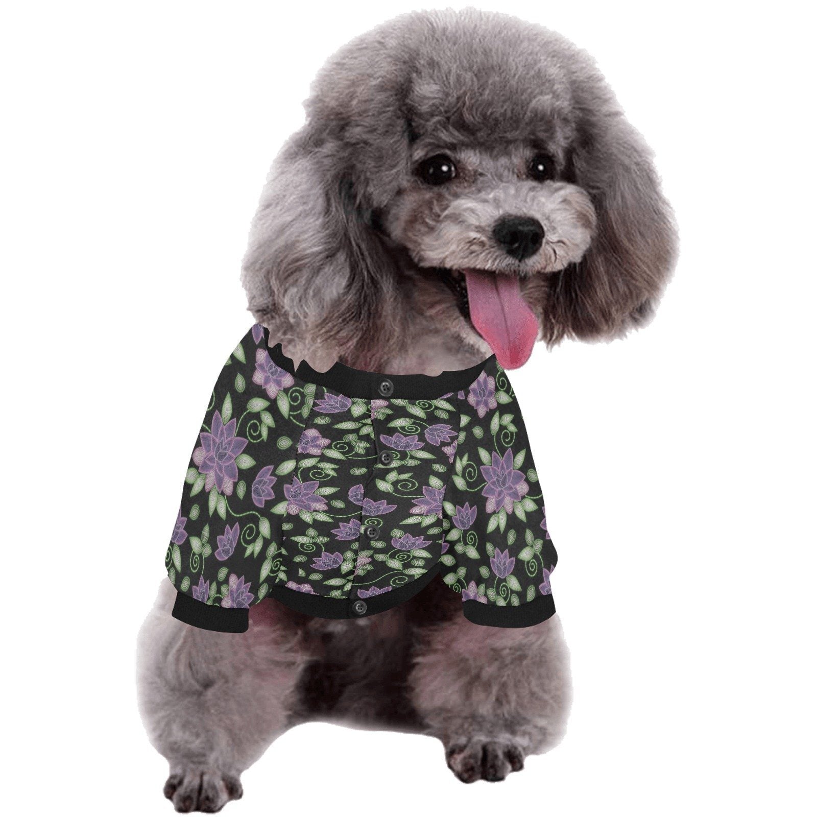 Purple Beaded Rose Pet Dog Round Neck Shirt Pet Dog Round Neck Shirt e-joyer