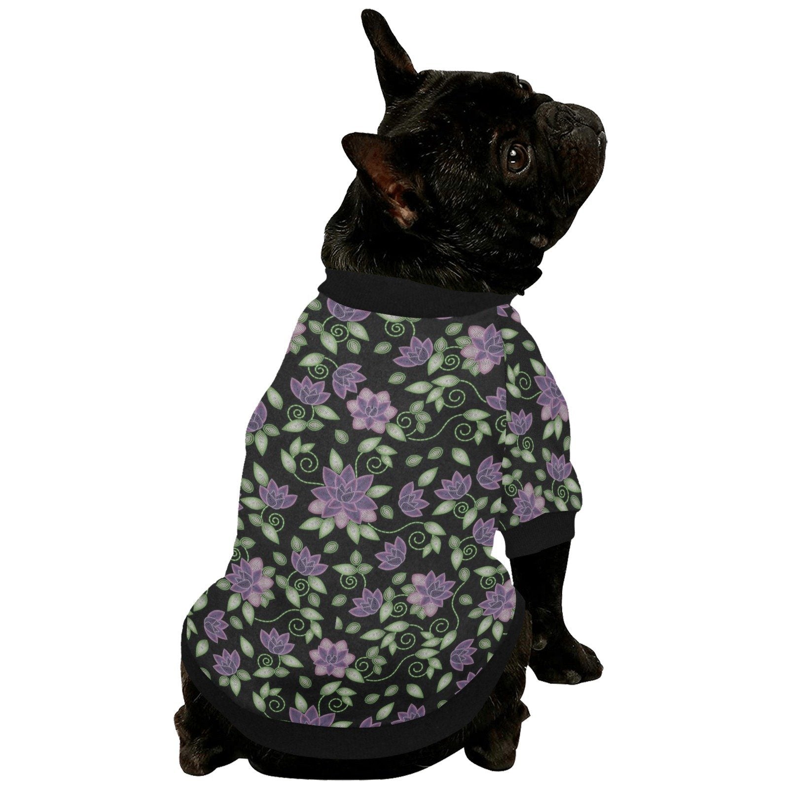 Purple Beaded Rose Pet Dog Round Neck Shirt Pet Dog Round Neck Shirt e-joyer