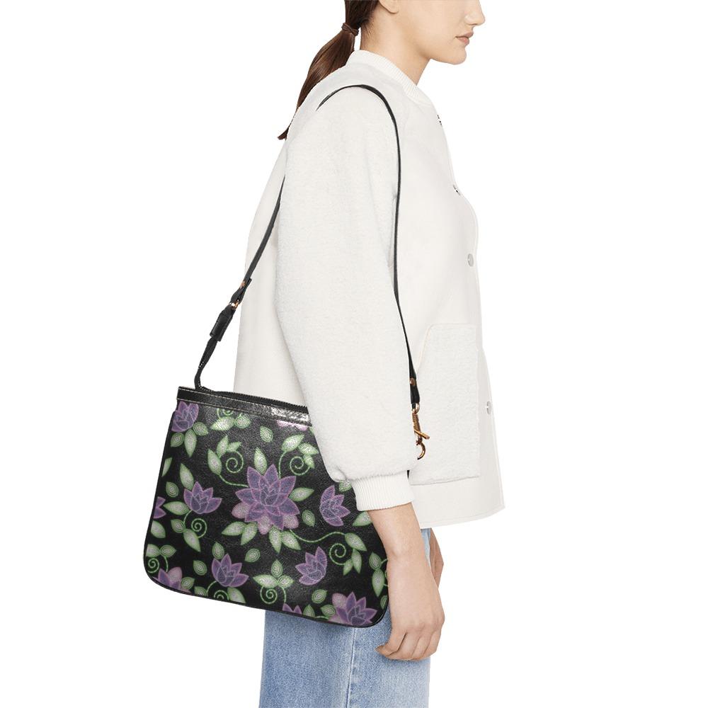 Purple Beaded Rose Small Shoulder Bag (Model 1710) Small Shoulder Bag (1710) e-joyer