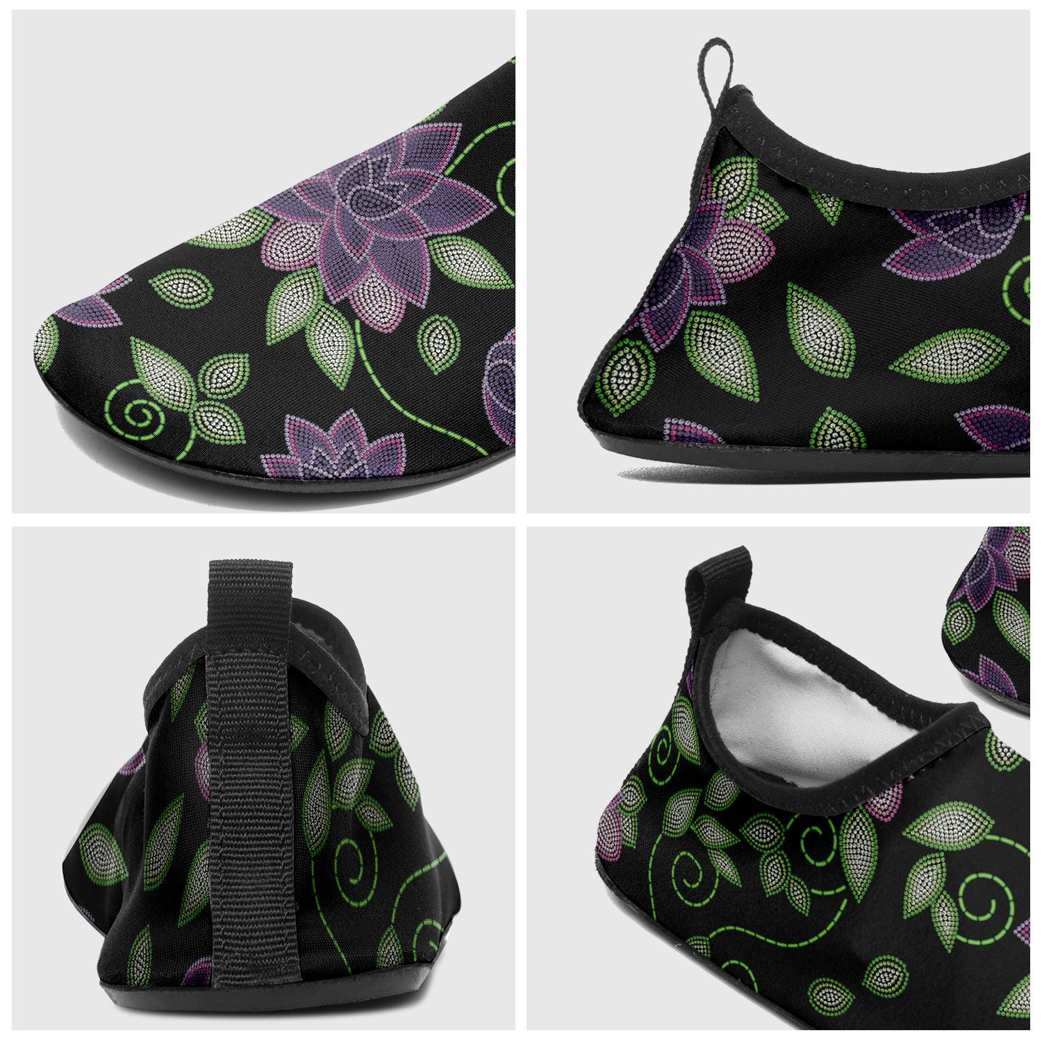 Purple Beaded Rose Sockamoccs Kid's Slip On Shoes Herman