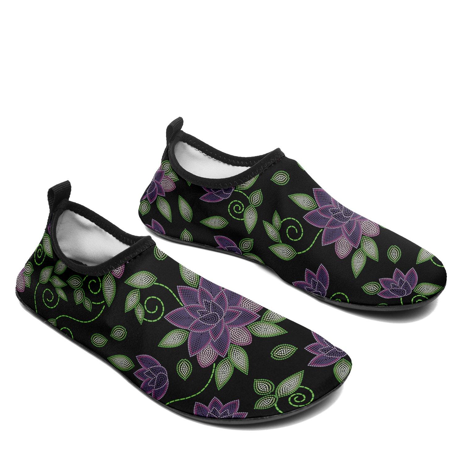 Purple Beaded Rose Sockamoccs Kid's Slip On Shoes Herman