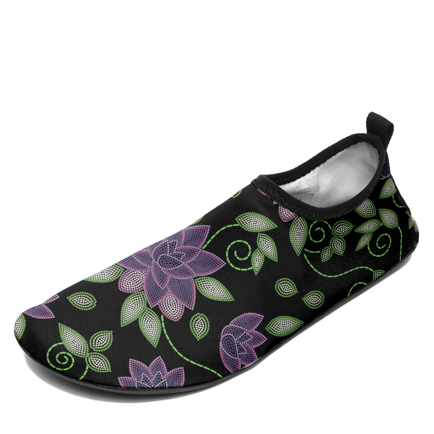 Purple Beaded Rose Sockamoccs Kid's Slip On Shoes Herman