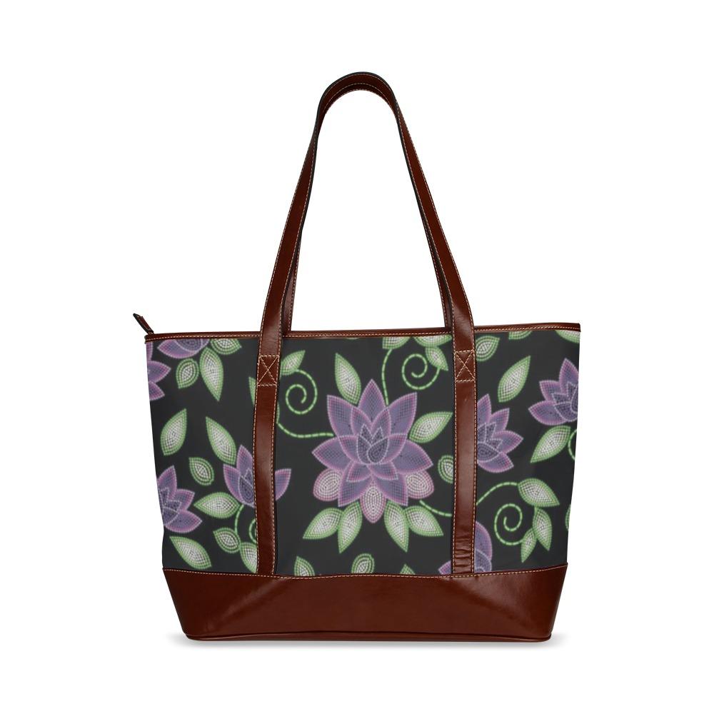 Purple Beaded Rose Tote Handbag (Model 1642) handbag e-joyer