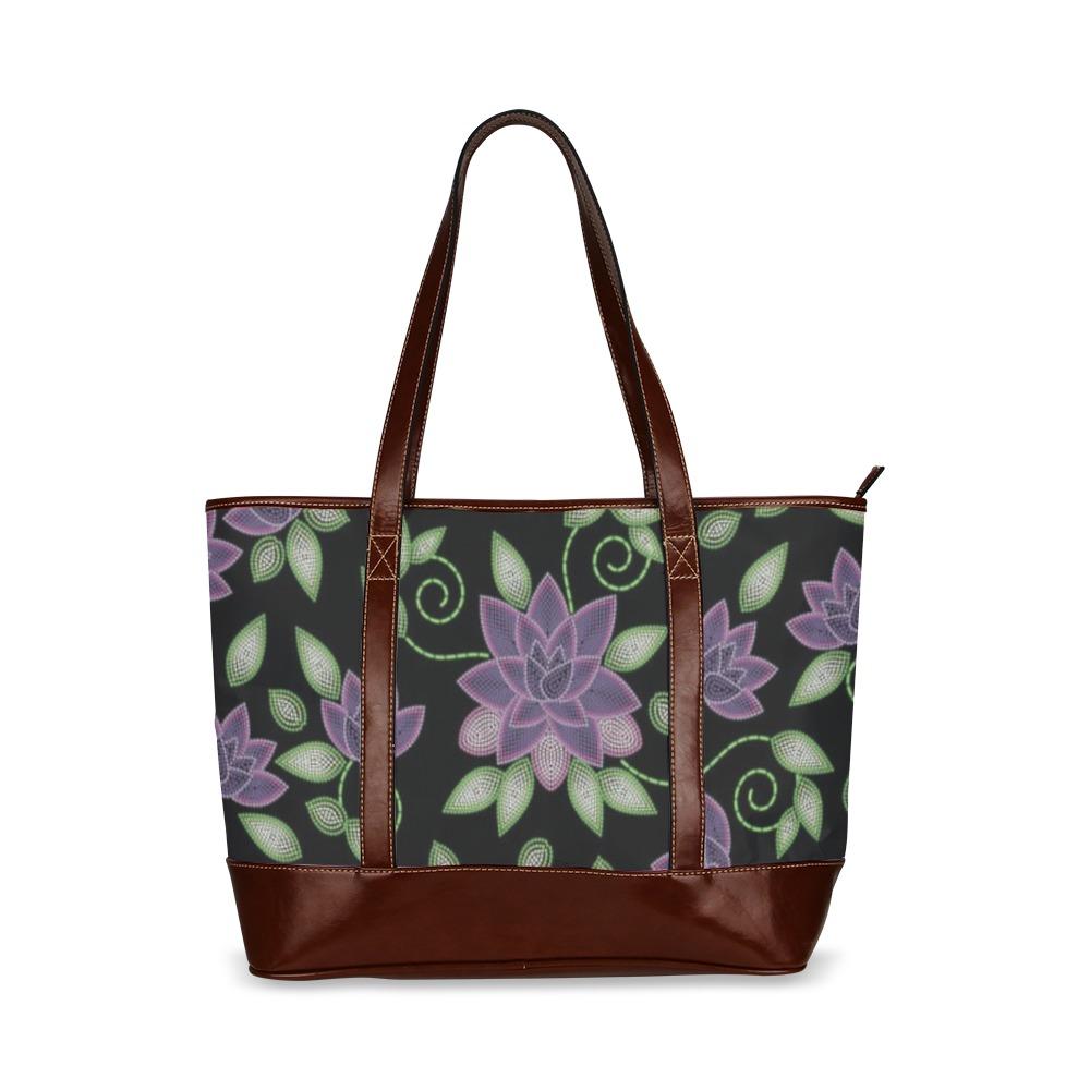 Purple Beaded Rose Tote Handbag (Model 1642) handbag e-joyer