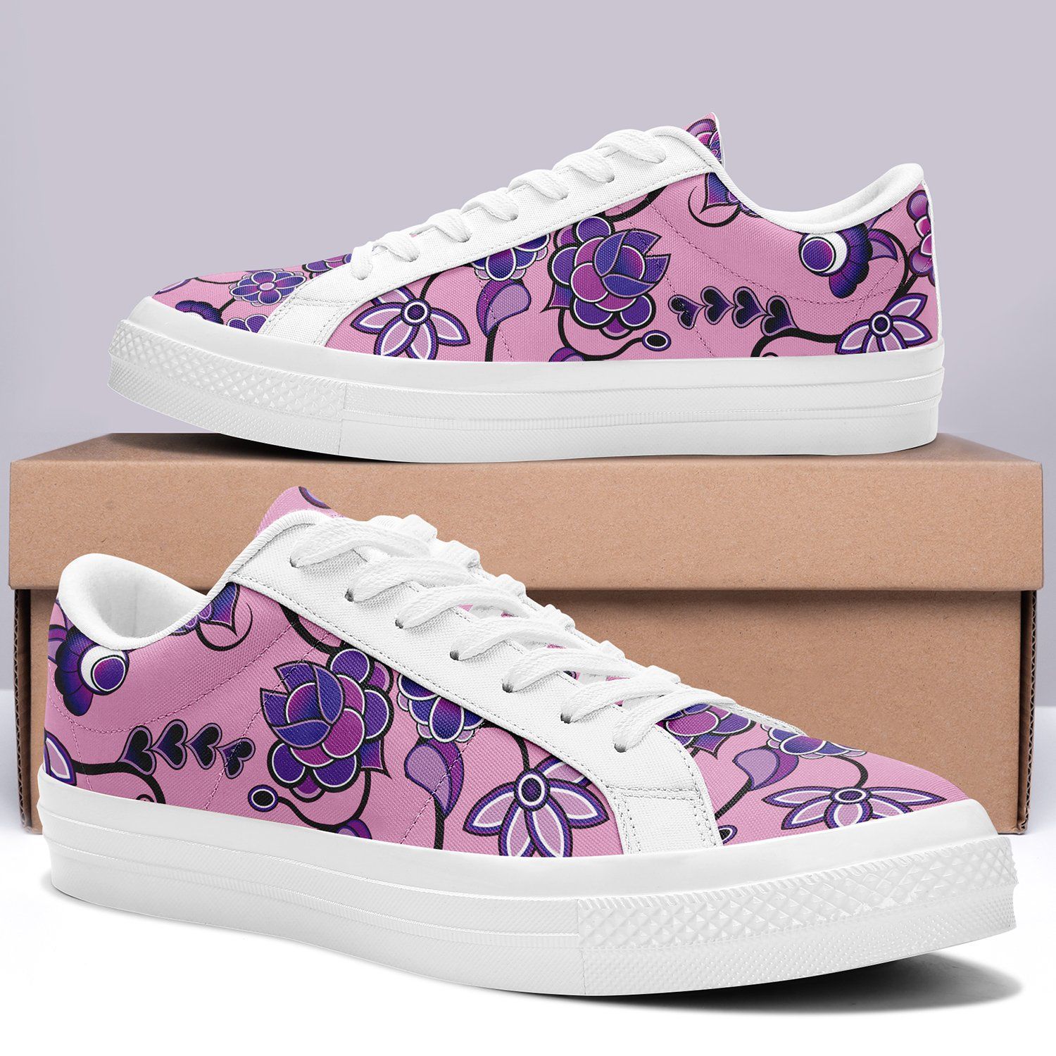 Purple Floral Amour Aapisi Low Top Canvas Shoes White Sole aapisi Herman