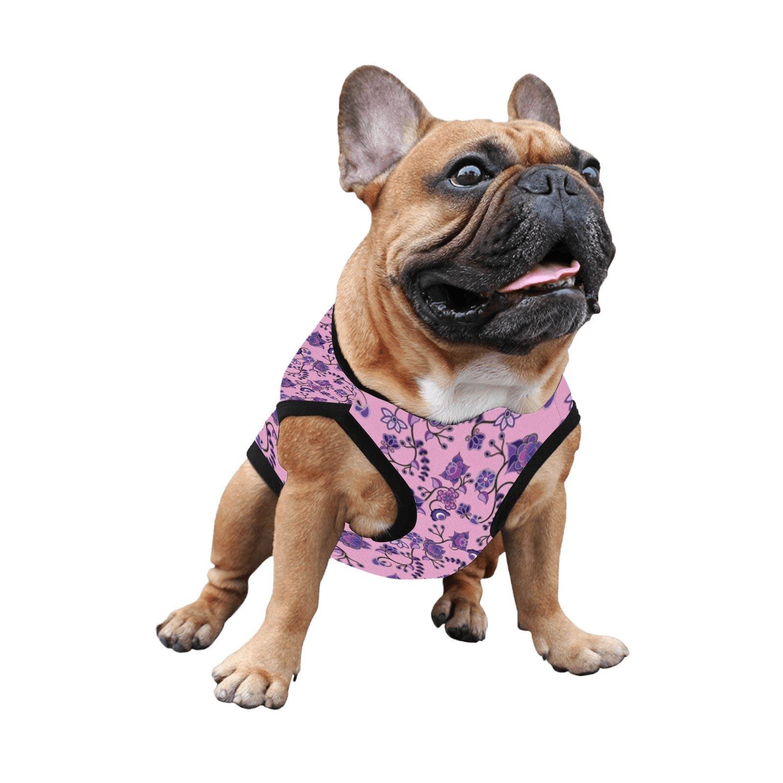 Purple Floral Amour All Over Print Pet Tank Top Pet Tank Top e-joyer