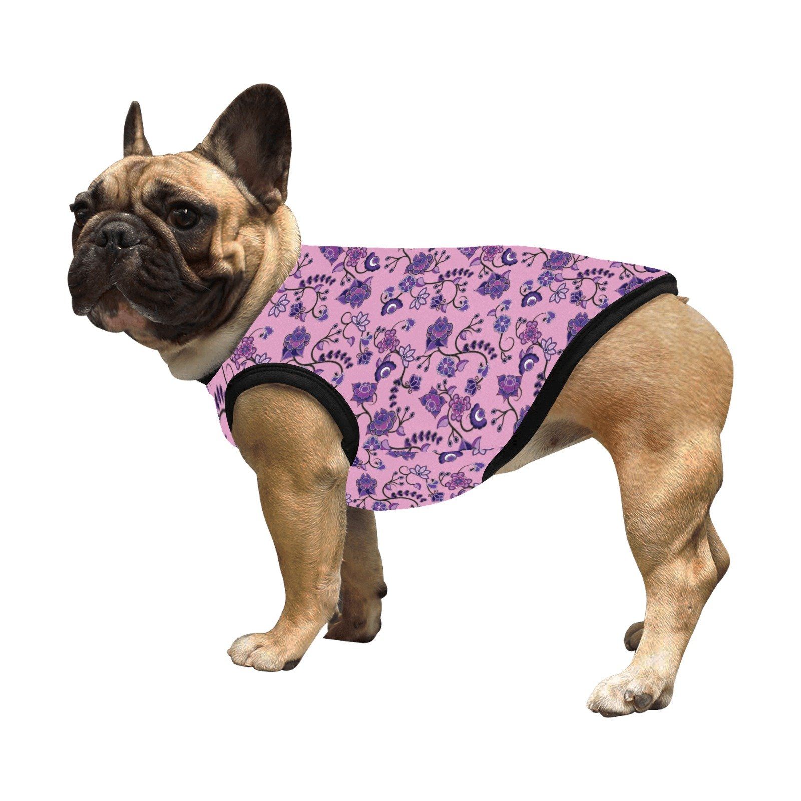 Purple Floral Amour All Over Print Pet Tank Top Pet Tank Top e-joyer