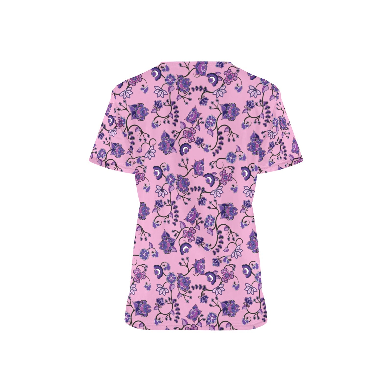 Purple Floral Amour All Over Print Scrub Top Scrub Top e-joyer