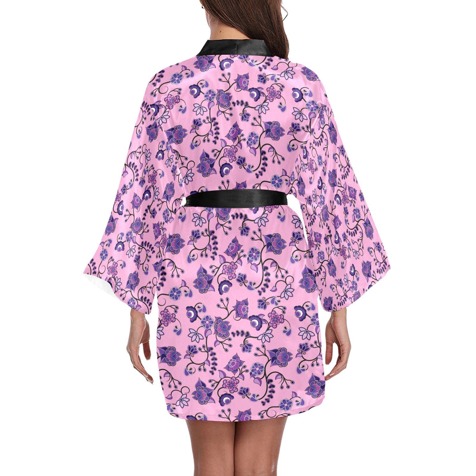 Purple Floral Amour Long Sleeve Kimono Robe Long Sleeve Kimono Robe e-joyer 