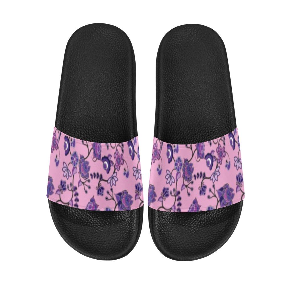 Purple Floral Amour Men's Slide Sandals (Model 057) Men's Slide Sandals (057) e-joyer