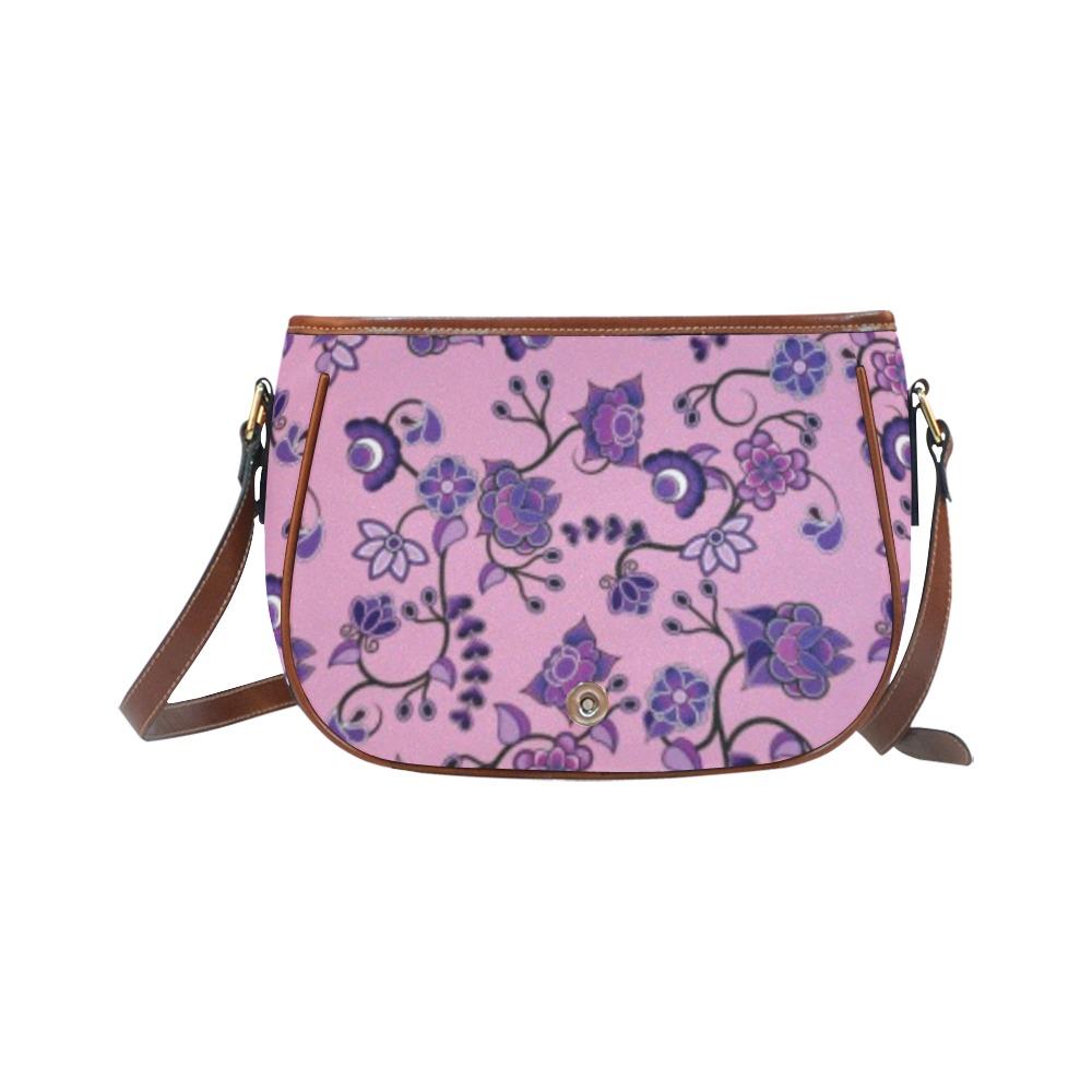 Purple Floral Amour Saddle Bag/Small (Model 1649) Full Customization bag e-joyer 