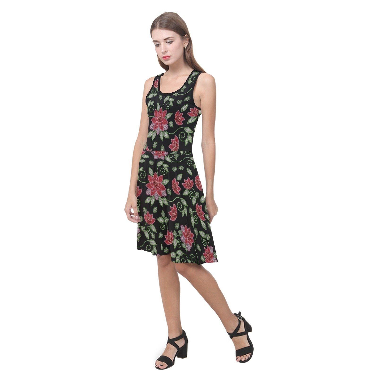 Red Beaded Rose Atalanta Sundress (Model D04) Atalanta Sundress (D04) e-joyer