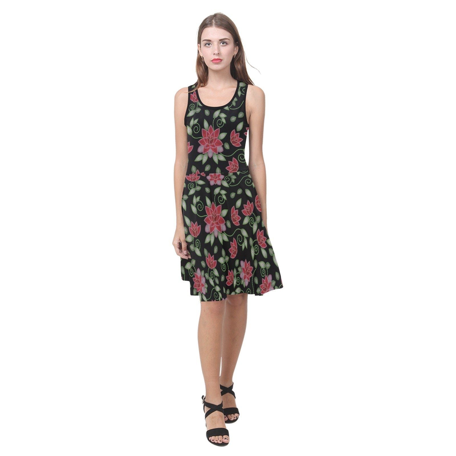 Red Beaded Rose Atalanta Sundress (Model D04) Atalanta Sundress (D04) e-joyer