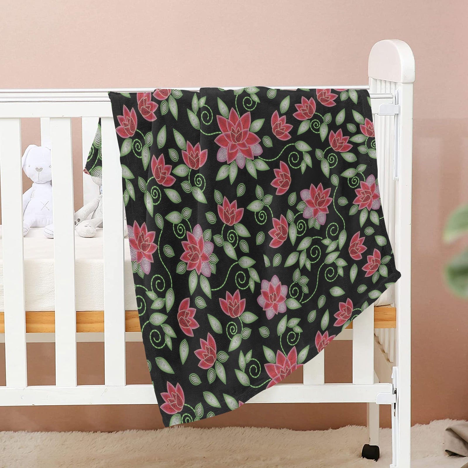 Red Beaded Rose Baby Blanket 30"x40" Baby Blanket 30"x40" e-joyer