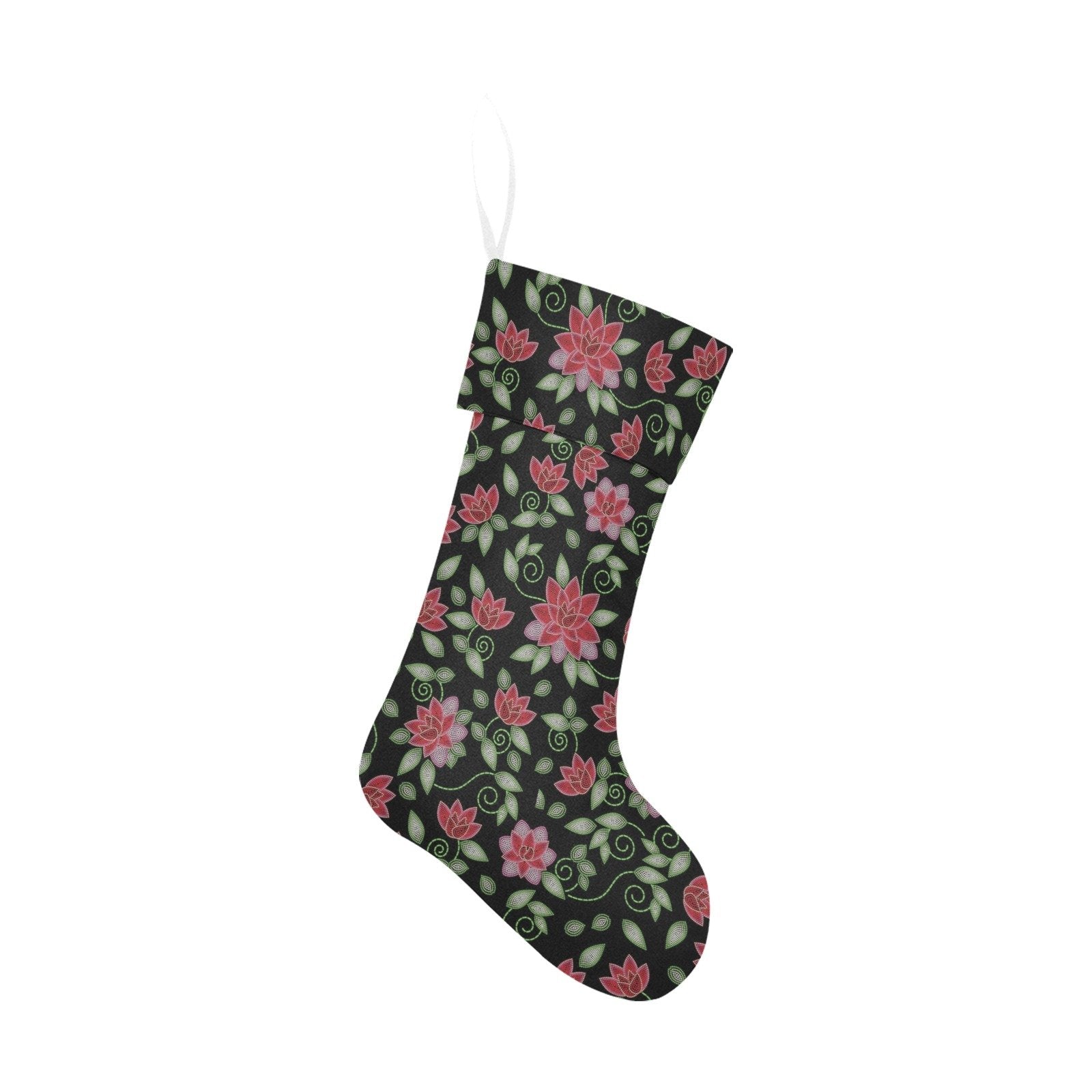 Red Beaded Rose Christmas Stocking holiday stocking e-joyer