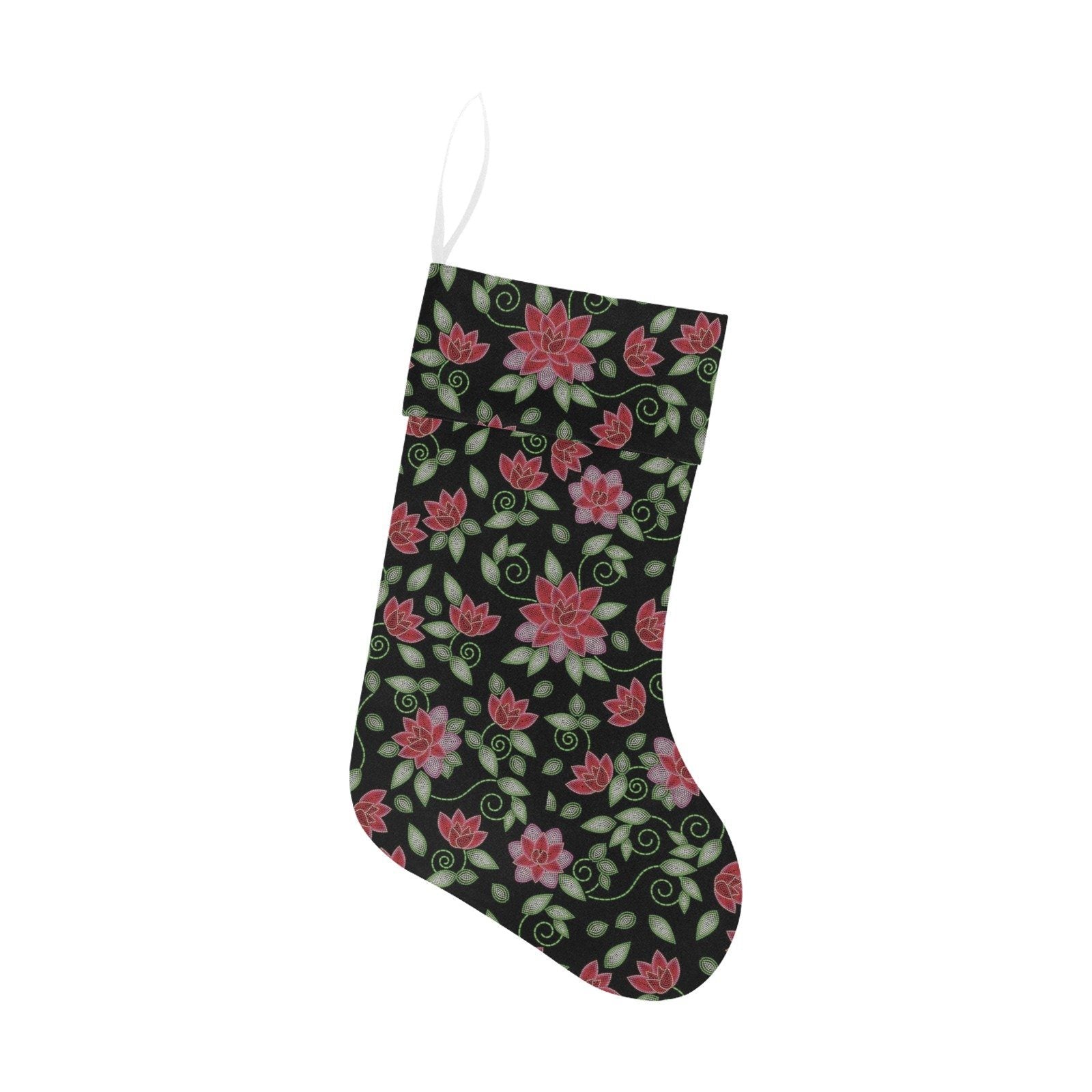 Red Beaded Rose Christmas Stocking holiday stocking e-joyer