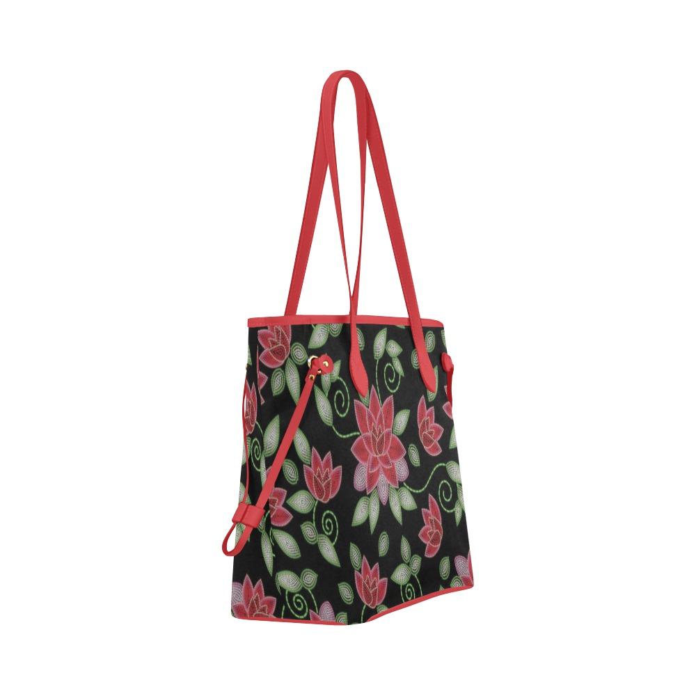 Red Beaded Rose Clover Canvas Tote Bag (Model 1661) Clover Canvas Tote Bag (1661) e-joyer