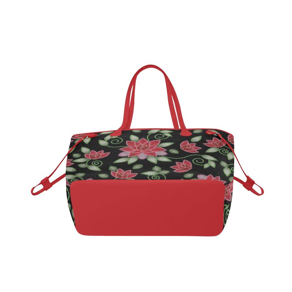 Red Beaded Rose Clover Canvas Tote Bag (Model 1661) Clover Canvas Tote Bag (1661) e-joyer