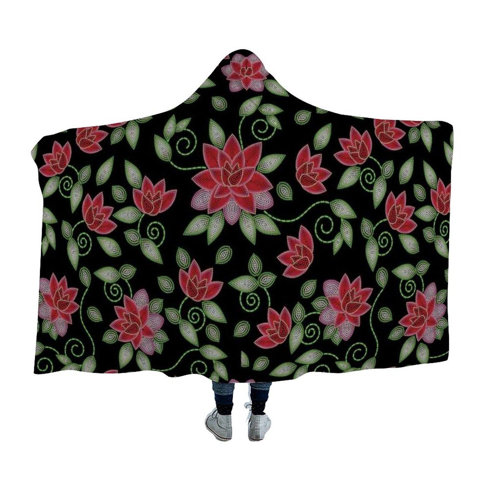 Red Beaded Rose Hooded Blanket blanket 49 Dzine