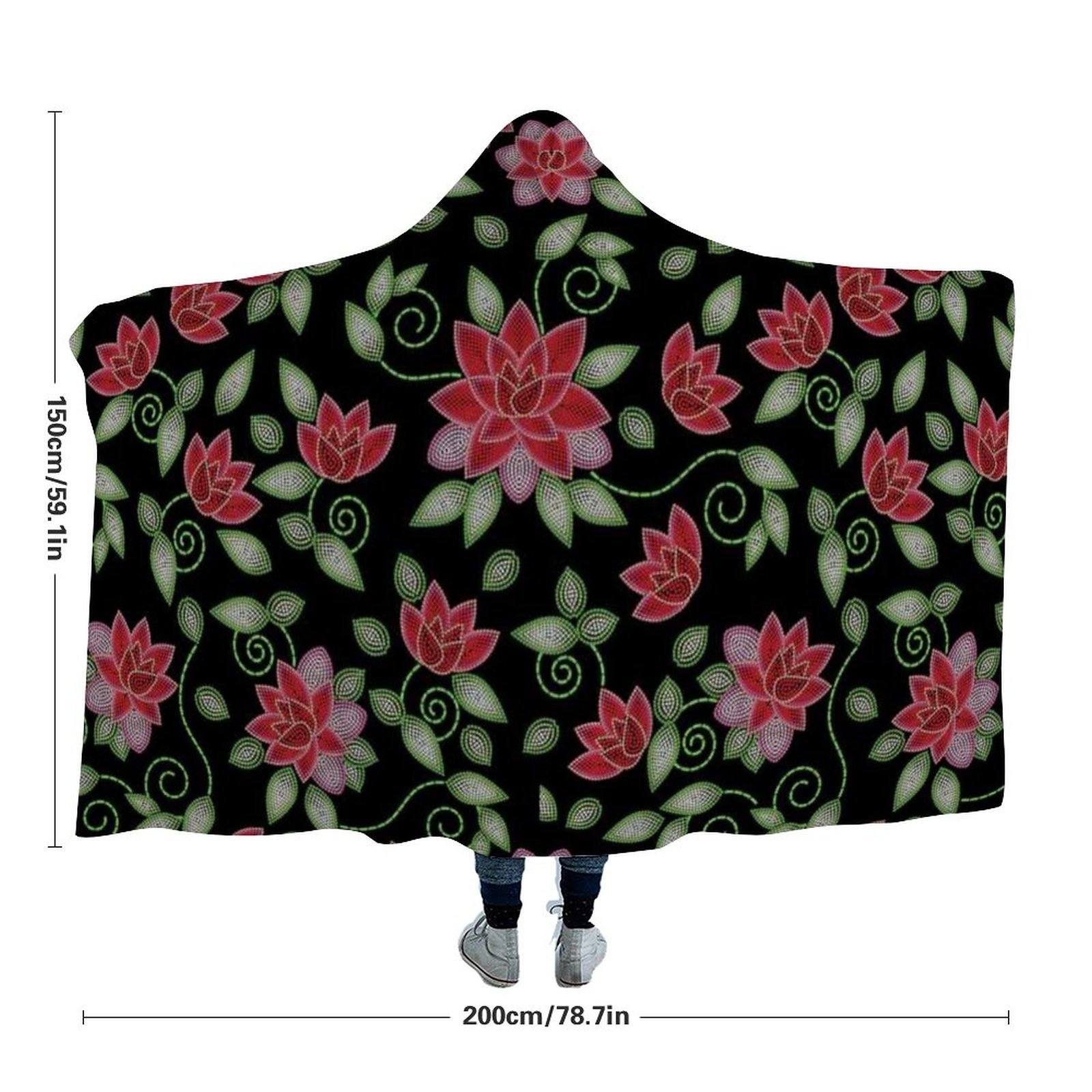 Red Beaded Rose Hooded Blanket blanket 49 Dzine