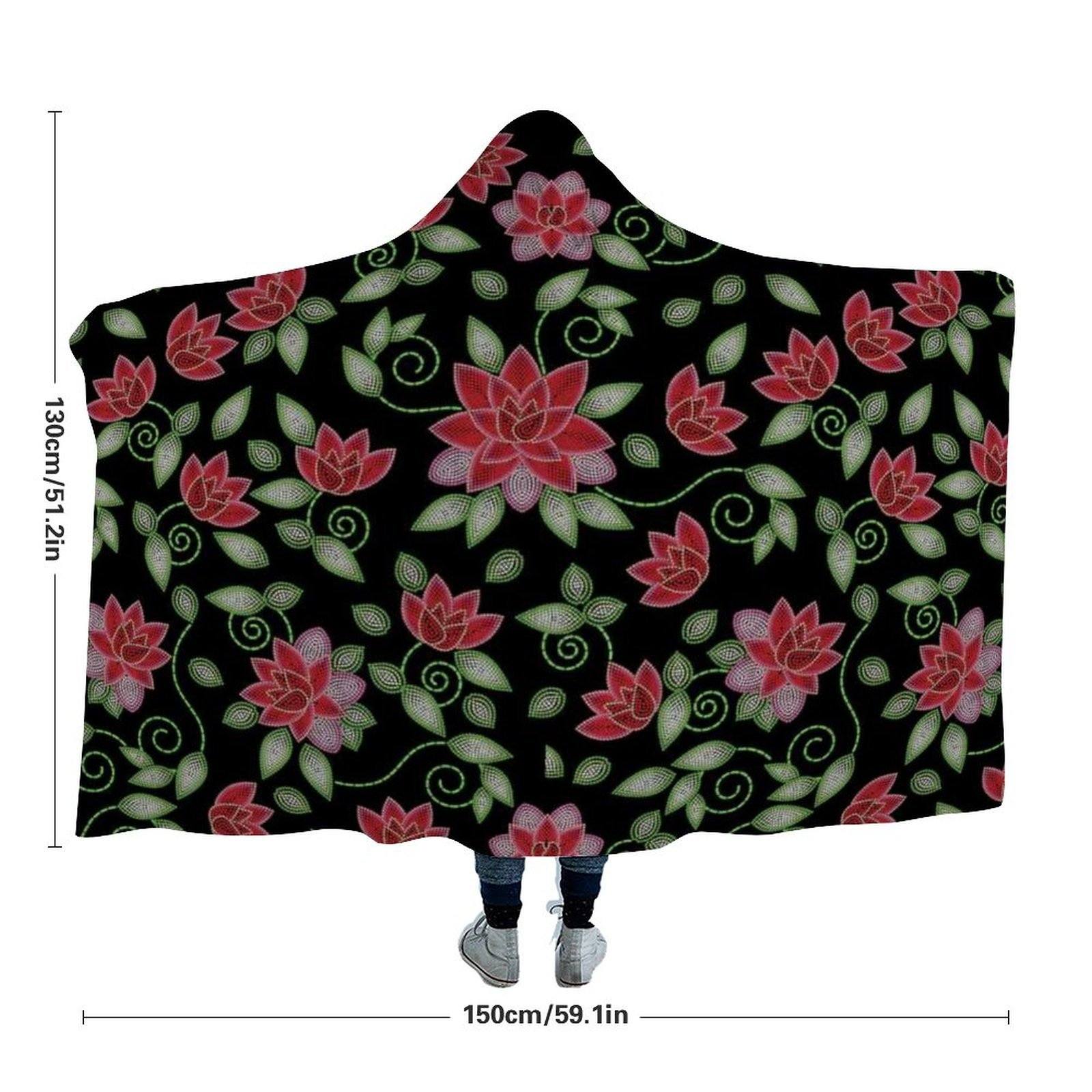 Red Beaded Rose Hooded Blanket blanket 49 Dzine