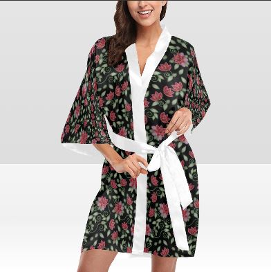 Red Beaded Rose Kimono Robe Artsadd