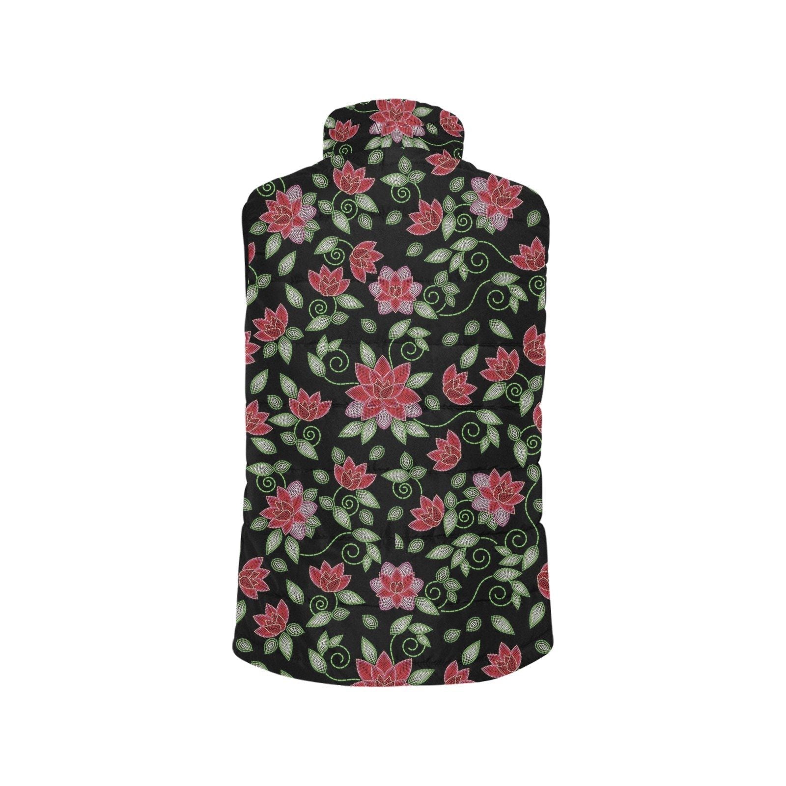 Red Beaded Rose Men's Padded Vest Jacket (Model H44) Men's Padded Vest Jacket (H44) e-joyer