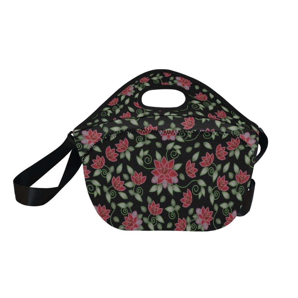 Red Beaded Rose Neoprene Lunch Bag/Large (Model 1669) bag e-joyer
