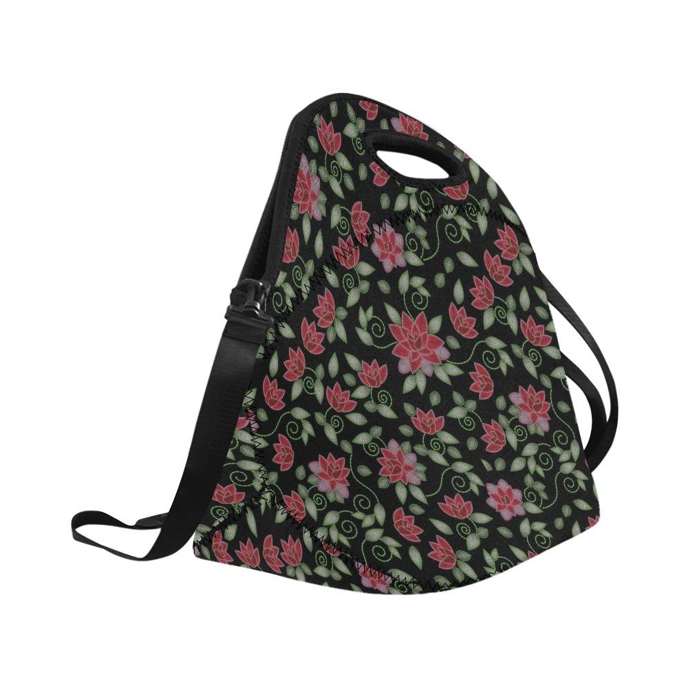 Red Beaded Rose Neoprene Lunch Bag/Large (Model 1669) bag e-joyer