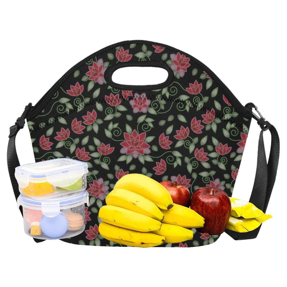 Red Beaded Rose Neoprene Lunch Bag/Large (Model 1669) bag e-joyer
