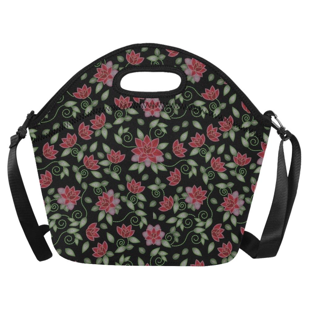 Red Beaded Rose Neoprene Lunch Bag/Large (Model 1669) bag e-joyer