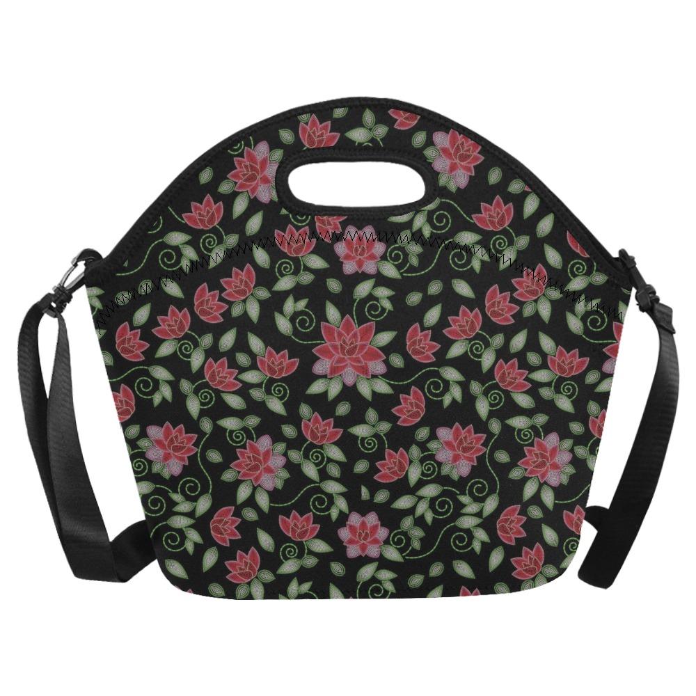 Red Beaded Rose Neoprene Lunch Bag/Large (Model 1669) bag e-joyer