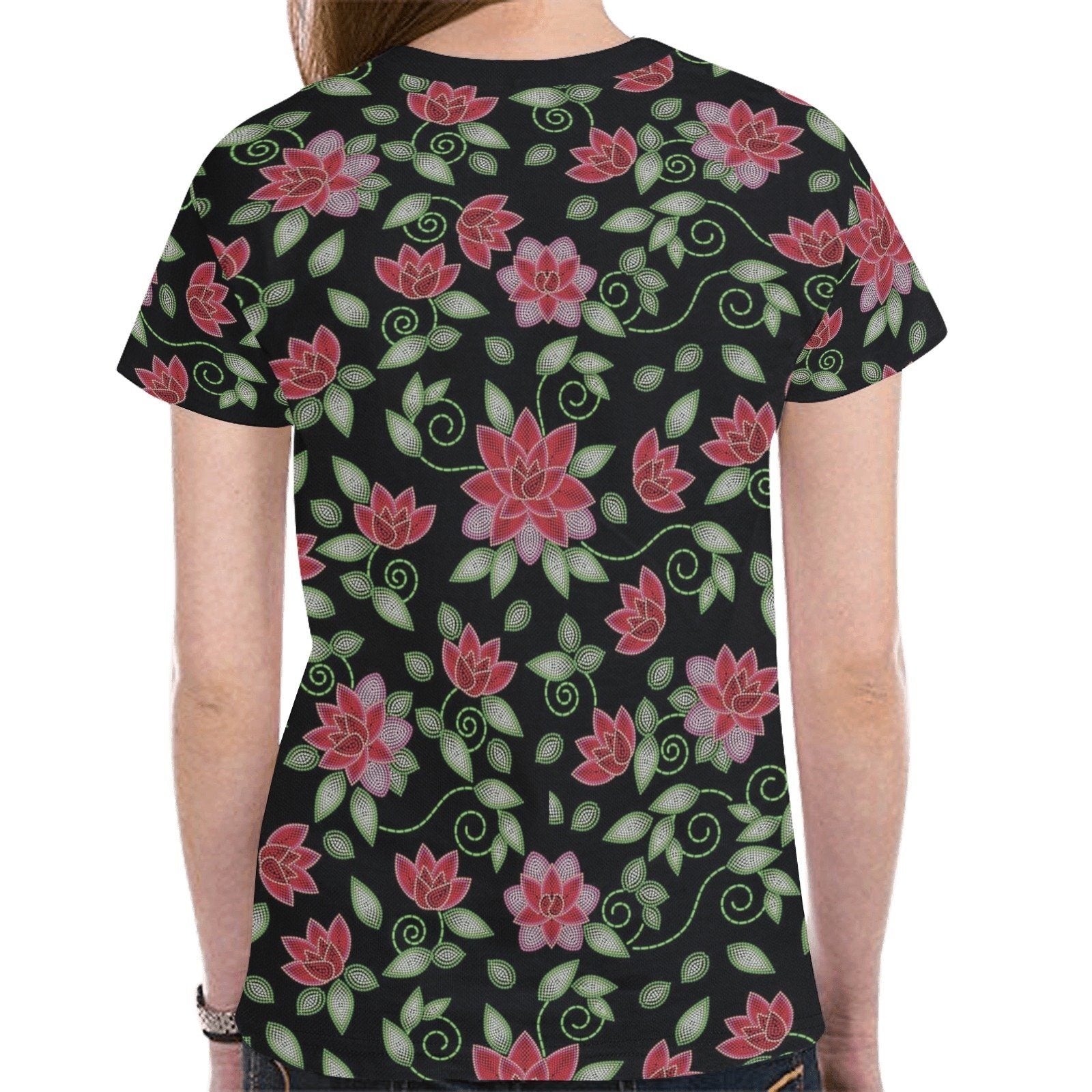 Red Beaded Rose New All Over Print T-shirt for Women (Model T45) tshirt e-joyer 