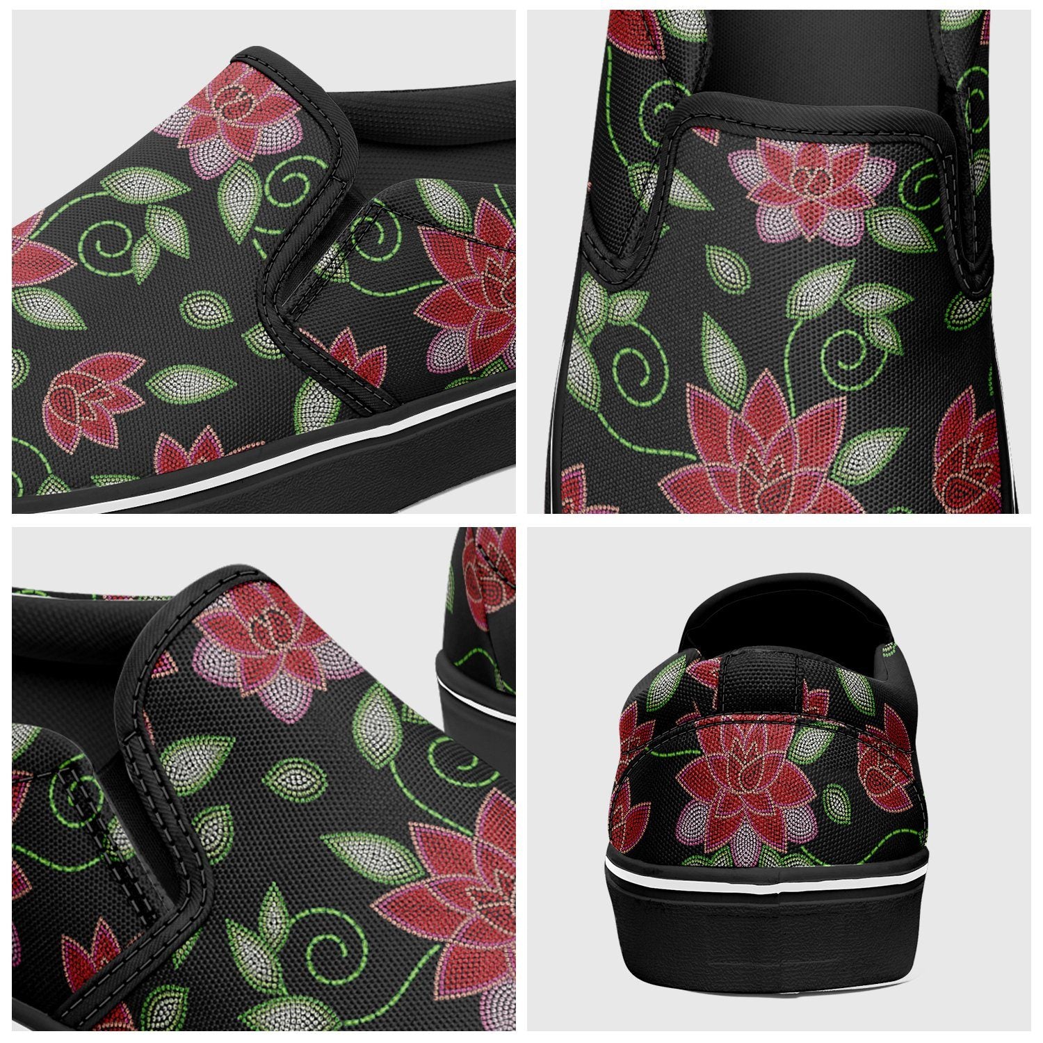 Red Beaded Rose Otoyimm Canvas Slip On Shoes otoyimm Herman