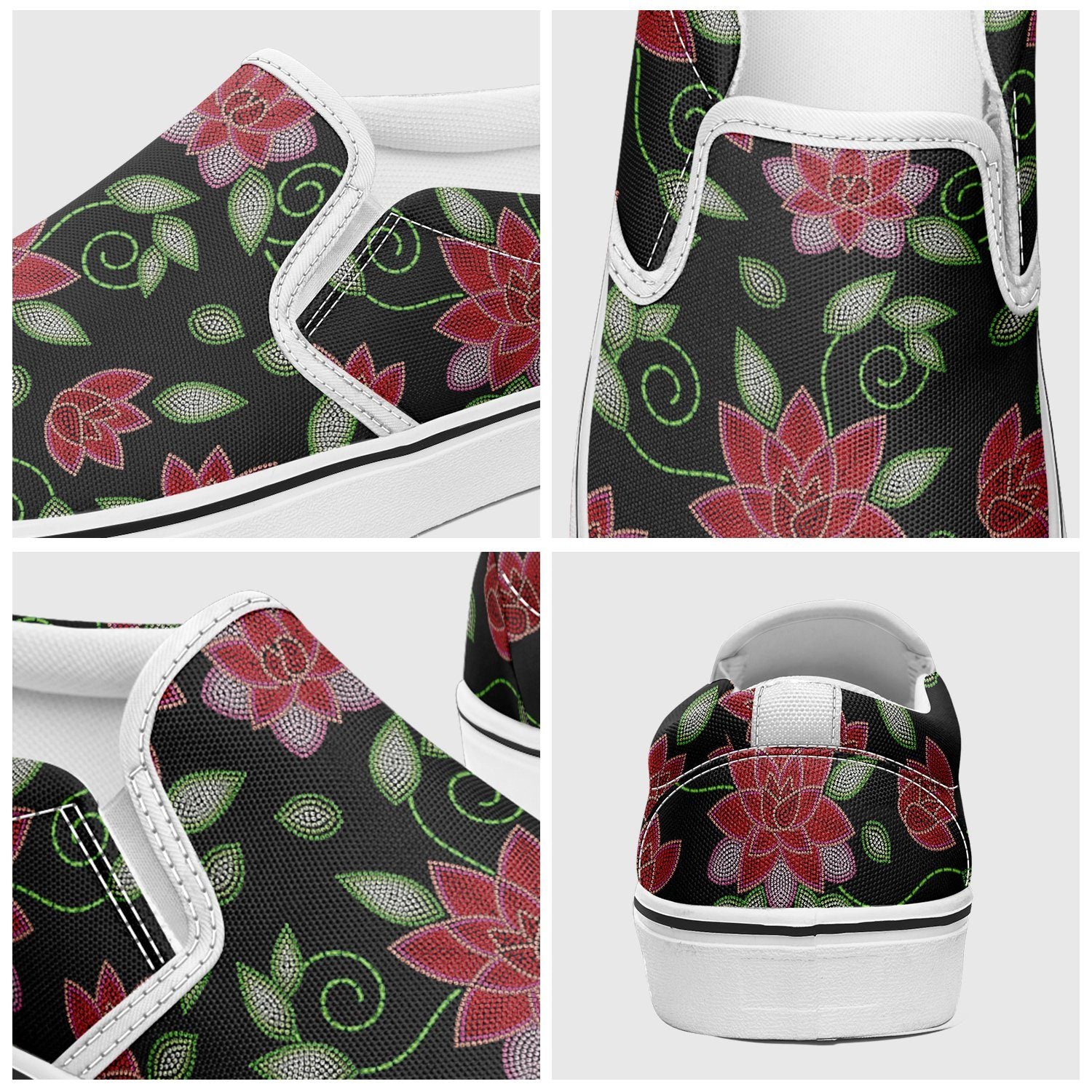 Red Beaded Rose Otoyimm Canvas Slip On Shoes otoyimm Herman