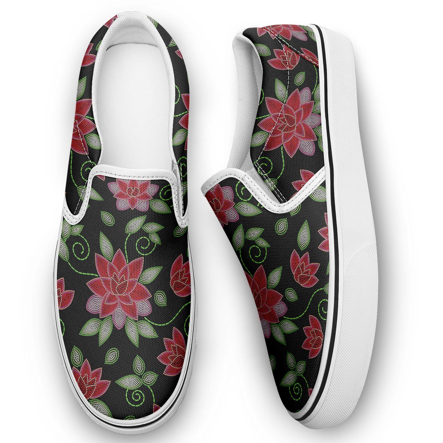 Red Beaded Rose Otoyimm Canvas Slip On Shoes otoyimm Herman