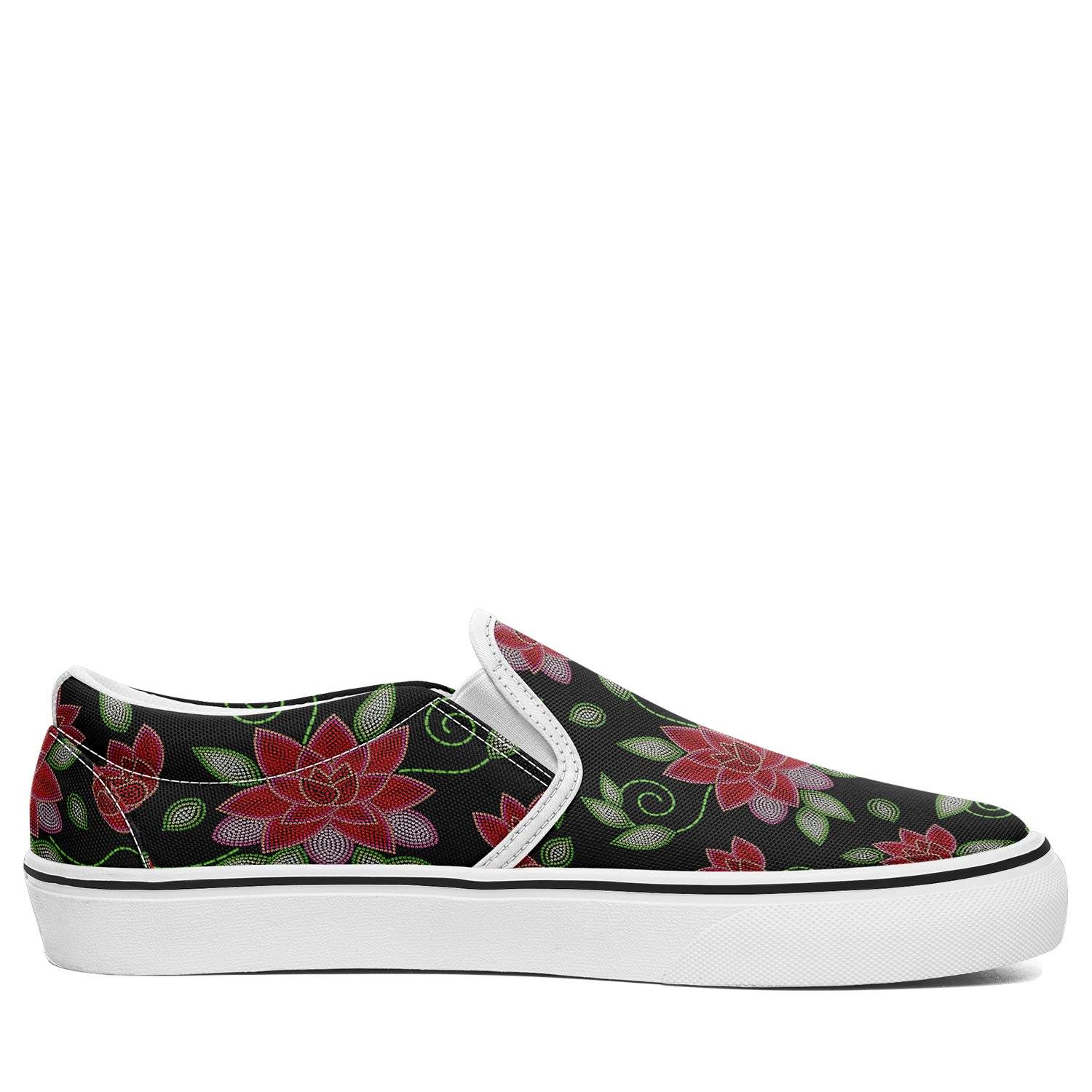 Red Beaded Rose Otoyimm Kid's Canvas Slip On Shoes otoyimm Herman