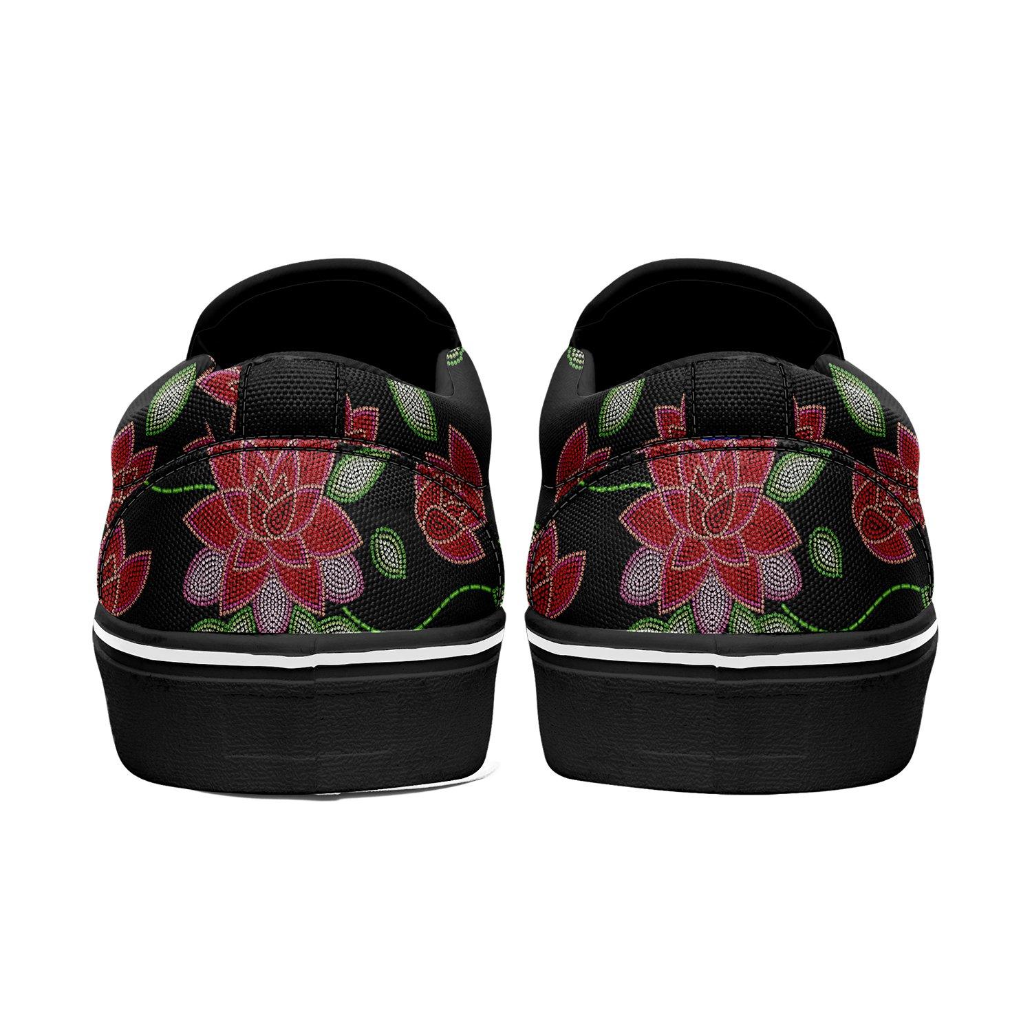 Red Beaded Rose Otoyimm Kid's Canvas Slip On Shoes otoyimm Herman